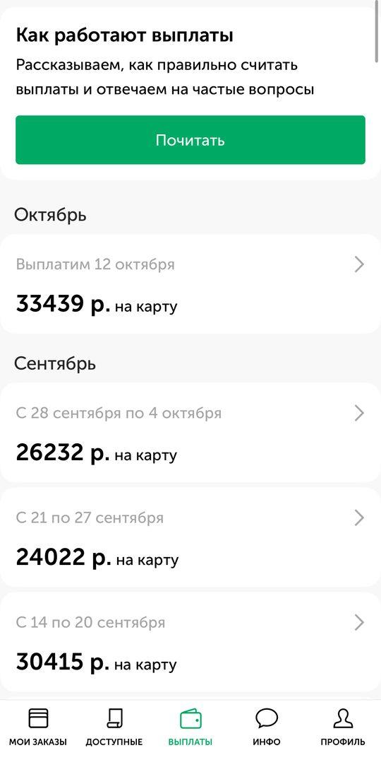 Вкладка «Выплаты»: ближайшая выплата и выплаты по неделям
